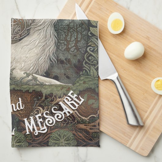 Celestial Celtic Hare with Trees and Nature Geschirrtuch (Viertel Falte)