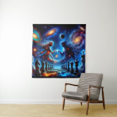 Celestial Chessboard in Deep Space Wandteppich (Beispiel)