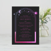Celestial Chic Lila Star Moon Astronomie Space Einladung (Stehend Vorderseite)