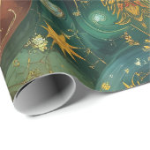 Celestial Christmas Gold Starburst Wrapping Paper Geschenkpapier (Rolleneckpunkt)