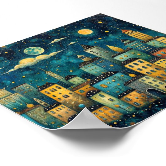 Celestial Cityscape Poster (Ecke)