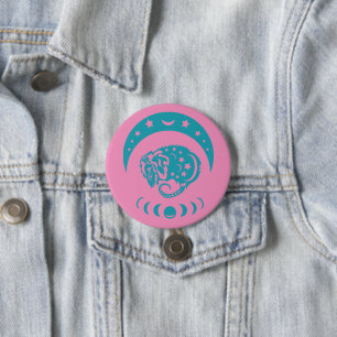 Celestial Cjüngsten Moon Possum Whimsical Nature Button