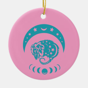 Celestial Cjüngsten Moon Possum Whimsical Nature Keramik Ornament