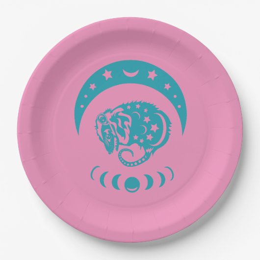 Celestial Cjüngsten Moon Possum Whimsical Nature Pappteller (Vorderseite)