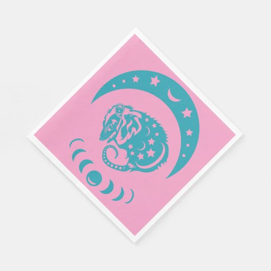 Celestial Cjüngsten Moon Possum Whimsical Nature Serviette (Ecke)