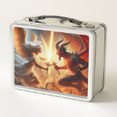 Celestial Clash: Red & Gold Metall Brotdose (Rückseite)
