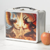 Celestial Clash: Red & Gold Metall Brotdose (Beispiel)