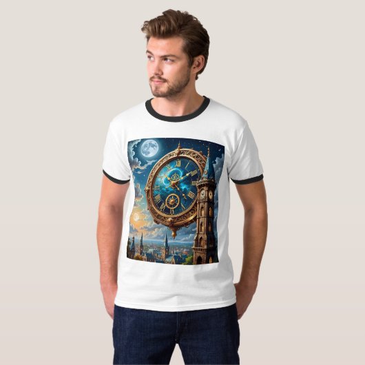 Celestial Clock Tower Fantasy T Shirt (Vorne ganz)