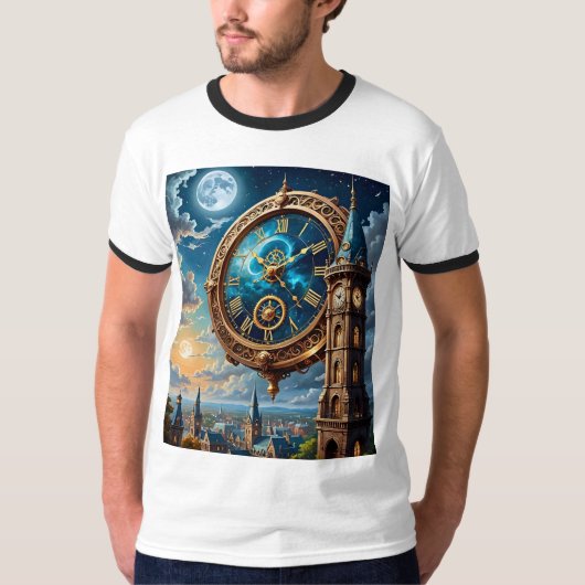 Celestial Clock Tower Fantasy T Shirt (Vorderseite)