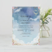 Celestial Cloud Bloom Wedding Einladung (Stehend Vorderseite)