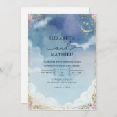 Celestial Cloud Bloom Wedding Einladung (Vorne/Hinten)