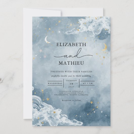 Celestial Cloud Dream Wedding Einladung (Vorderseite)