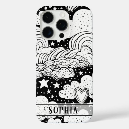 Celestial Clouds Stars Doodle Personalisiert Case-Mate iPhone Hülle (Rückseite)
