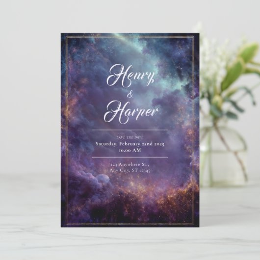 Celestial Cloudscape Hochzeitseinladung Einladung (Stehend Vorderseite)