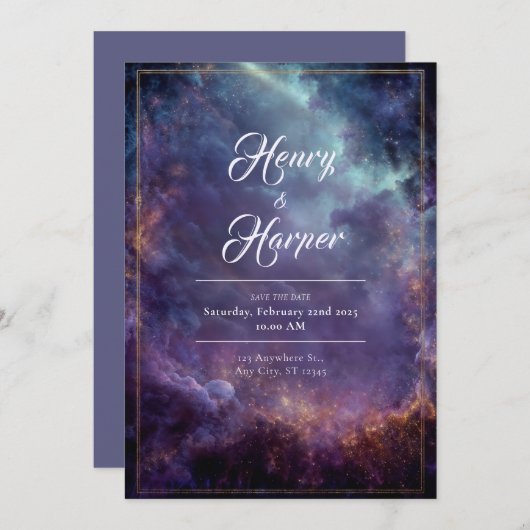 Celestial Cloudscape Hochzeitseinladung Einladung (Vorne/Hinten)