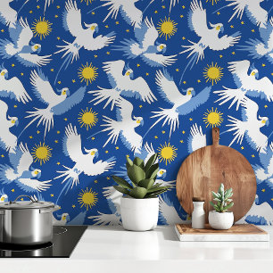 Celestial Cockatoos auf blau Tapete