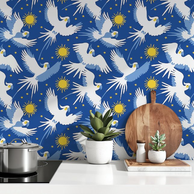 Celestial Cockatoos auf blau Tapete (Von Creator hochgeladen)
