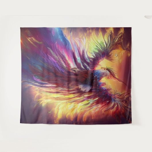 Celestial Colorful Phoenix Tapestry Wandteppich (Vorderseite (Horizontal))