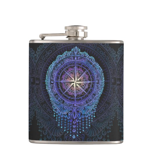Celestial Compass Mandala Flachmann (Vorderseite)