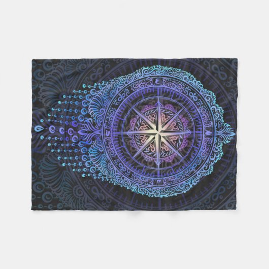 Celestial Compass Mandala Fleecedecke (Vorderseite (Horizontal))
