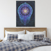 Celestial Compass Mandala Leinwanddruck (Insitu (Schlafzimmer))