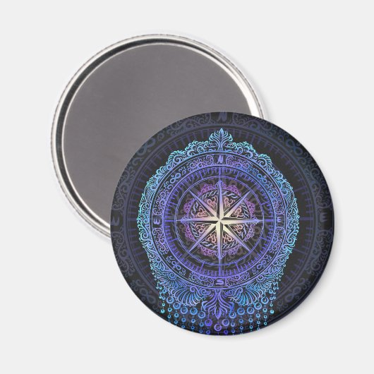 Celestial Compass Mandala Magnet (Vorderseite/Rückseite)