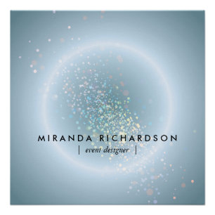 Celestial Confetti Glow Blue Poster