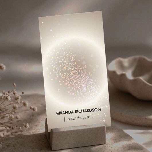 Celestial Confetti Glow Gold Vertikal Visitenkarte