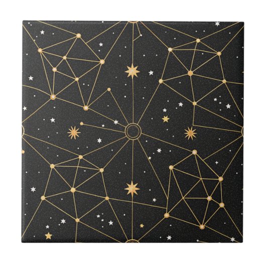 Celestial Constellation Star Pattern (4) Fliese (Vorderseite)
