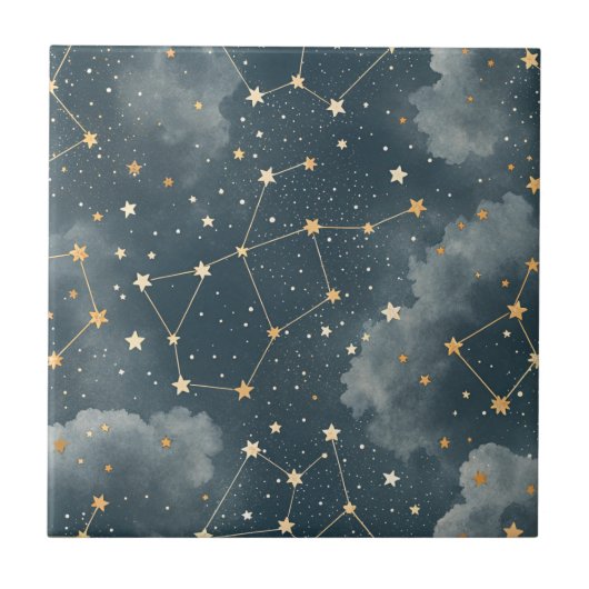 Celestial Constellation Star Pattern (5) Fliese (Vorderseite)