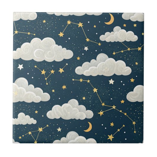 Celestial Constellation Star Pattern (8) Fliese (Vorderseite)