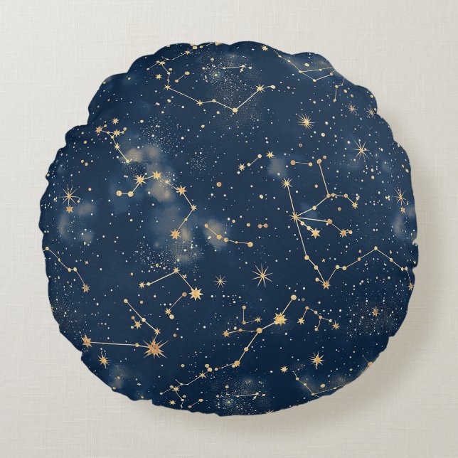 Celestial Constellation - Starry Night (5) Rundes Kissen (Vorderseite)