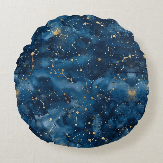 Celestial Constellation - Starry Night (7) Rundes Kissen (Vorderseite)