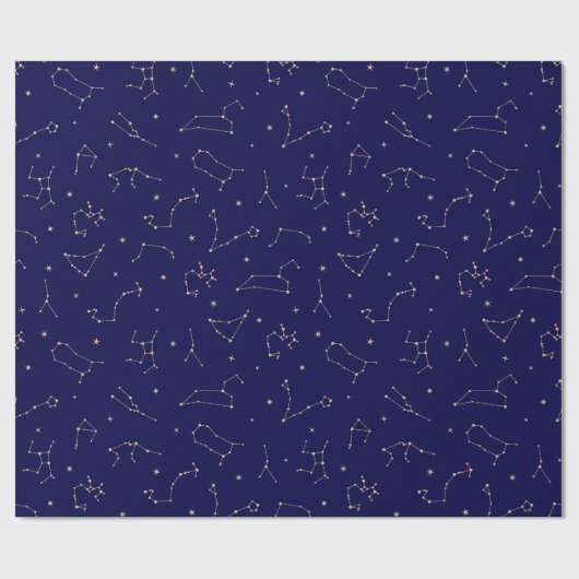 Celestial Constellation Stars Navy Gold Boho  Geschenkpapier (Flach)