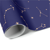 Celestial Constellation Stars Navy Gold Boho  Geschenkpapier (Rolleneckpunkt)