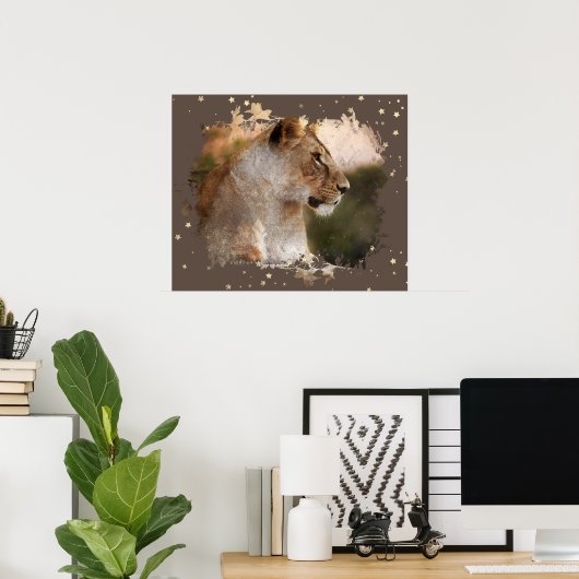 *~* Celestial Cosmic Art AP23 Artistic LIONESS Poster (Heimbüro)
