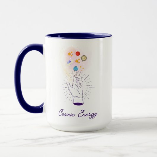 Celestial Cosmic Hand Coffee Mug - Minimalist Myst Tasse (Links)