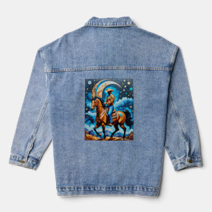 Celestial Cowboy Western Night Sky Horse Art T-Shi Jeansjacke