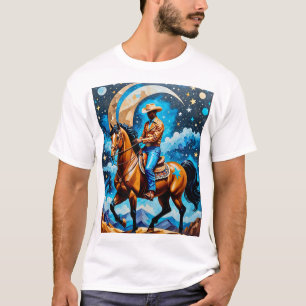 Celestial Cowboy Western Night Sky Horse Art T-Shi T-Shirt