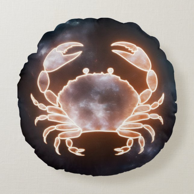 Celestial Crab Art repräsentiert Krebs Zodiac Cons Rundes Kissen (Vorderseite)