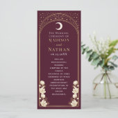 Celestial Cranberry Elegantes Jugendstil Hochzeit Programm (Stehend Vorderseite)