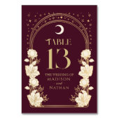 Celestial Cranberry Elegantes Jugendstil Hochzeit Tischnummer (Vorderseite)