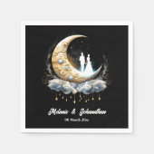 Celestial Crescent Mond Sternennacht Paar chic Serviette (Vorderseite)
