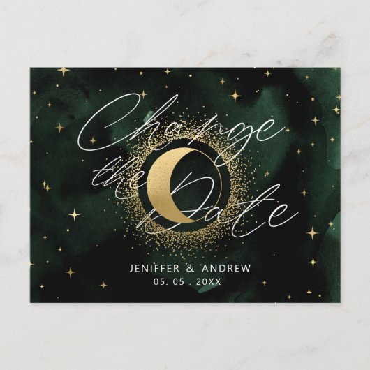 Celestial Crescent Moon ändern das Datum Postkarte (Vorderseite)