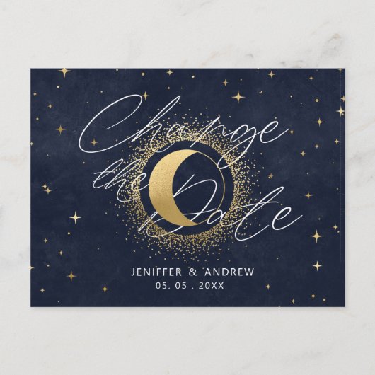 Celestial Crescent Moon ändern das Datum Postkarte (Vorderseite)