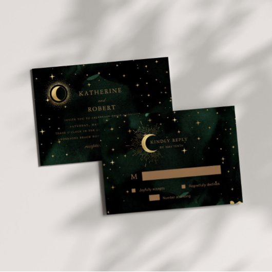 Celestial Crescent Moon Gold UAWG Response Card RSVP Karte