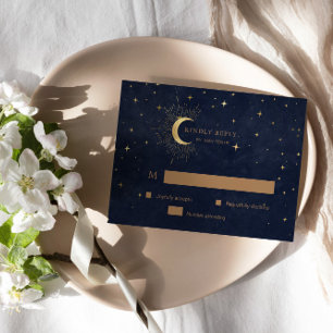 Celestial Crescent Moon Gold UAWG Response Card RSVP Karte