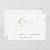 Celestial Crescent Moon Gold UAWG Response Card RSVP Karte (Vorne/Hinten)