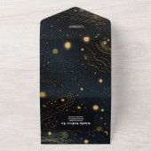 Celestial Crescent Moon Gold Wedding All In One Einladung (Außenbereich)