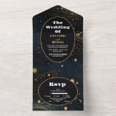 Celestial Crescent Moon Gold Wedding All In One Einladung (Innen Boden)